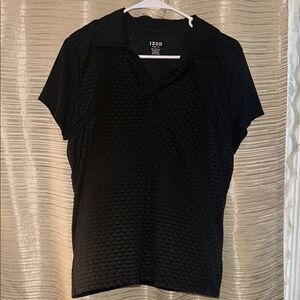 IZOD Cool FX Women's Black Polo Textured Top. Dry-fit Size L Golf Athletic